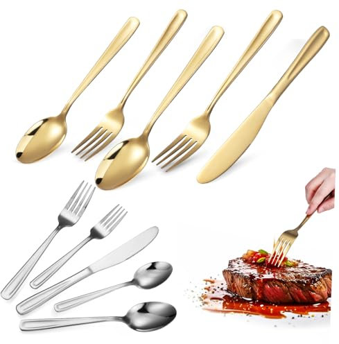Cabilock 2juego Cuchillos Para Carne Utensilios De Acero Inoxidable Para Servir Vajilla Para Carne Cucharas y Tenedores Para Cocina