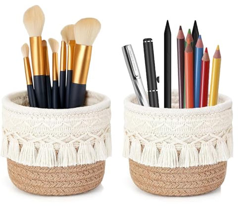 Fleymu Organizador de Maquillaje, 2 PCS Organizador Brochas Maquillaje de Estilo Bohemio, Porta Brochas Maquillaje, Make-up Organizer Multifunktional Seguro, para Maquillaje Pincel, Lápiz Labial