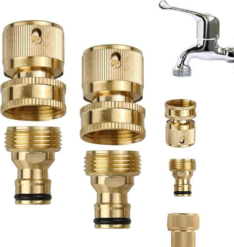 2 Paar 3/4 Zoll Schlauchkupplung Messing Schnellverbinder für Gartenschläuch Schnellschlauch Endverbinder Garten Schlauch Hahn Anschluss für Küche Garten Outdoor Schlauch Rohr Werkzeug