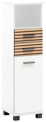 Schildmeyer Highboard Katta 158583, weiß matt/Akustikpaneel Optik, 30,3 x 32,6 x 110,5 cm