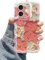 Jusy Compatible with iPhone 11, Colorful Retro Oil Painting Printed Flower Laser Glossy Pattern Cute Curly Wave Phone Case Soft TPU Cover for Girly Women - Orange White