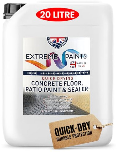 TRADE SUPPLIES UK - Extreme Quick Drying Concrete Floor, Patio Paint & Sealer - Water Based, Durable & long Lasting - Industrial & Domestic Spaces - Light Blue 20L
