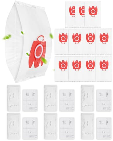 KEEPOW 12 Sacs Aspirateur pour Miele FJM, Compact C1 C2 Complete C1 Série S2 S3 S4 S5 S6 S7 Sacs D'aspirateur (12 Sacs Aspirateur + 6 Filtres)