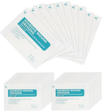 Guegine 30 Pcs Wound Dressings Adhesive Set Soft Pore 6cm x 7cm White Adhesive Dressings for Wounds Breathable Soft for Cuts, Abrasions and Small Pressure Sores