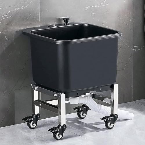 Kommerzielle Spülbecken mit abnehmbarem Ständer – tiefes Waschbecken und Rollen für einfache Mobilität, ideal für Garage, Wäsche und Garten