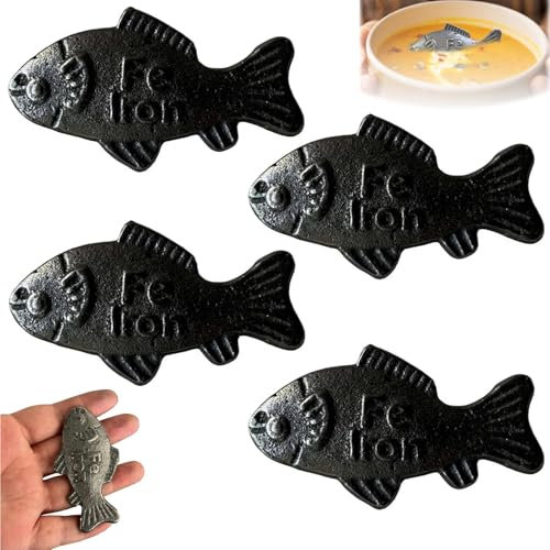 4Pcs Iron Fish, Iron Fish for Iron Deficiency, Lucky Iron Fish, Iron Fish for Iron Deficiency, Cast Iron Fish, Support for Vegans and Iron Deficiency, Dietary Support Solution, Vegans & Athletes