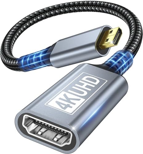 Adattatore Micro HDMI to HDMI, 4K@60Hz Micro HDMI Maschio a HDMI Femmina 3D Tipo D a A Compatibile con Raspberry Pi 5/4, Fotocamera A6300 A6400, HDR e ARC, ODROID, Hero