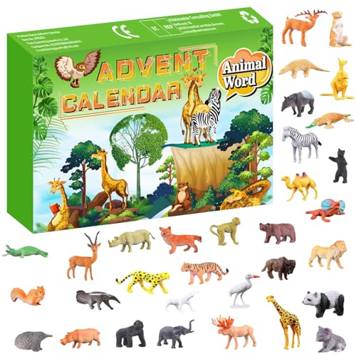 Adventskalender 2025 Kinder, Adventskalender Spielzeug ab 3-12 Jahre Junge Mädchen Geschenke, Weihnachtskalender 3-12 Jahre (Tiere)