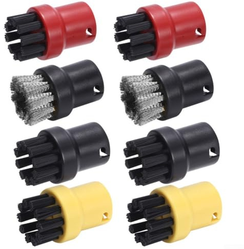 Jotekonoby Replacement Nozzles for Steam Cleaners, Nylon & Stainless Steel Wire Brush Heads for SC1 SC2 SC3 SC4 SC5 CTK10 SC7, Round Cleaning Brushes