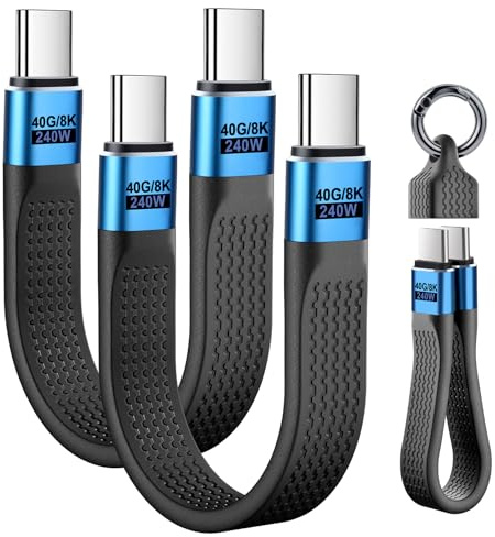 RUIZHI 2er-Pack USB C Kabel Kurz für Powerbank & Reise, 240W PD3.1 80Gbps 8K Video Schlüsselanhänger Ladekabel für Laptop & Smartphone Nutzer (13cm, Schwarz)