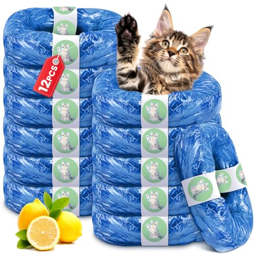 Nachfüllkassetten für Katzenstreu Entsorgungseimer 12 Stück, 4.5M Nachfüllbeutel ,EVOH Material, Verbesserte Geruchsresistenz und Haltbarkeit Kompatibel mit Windeleimer & Katzenstreueimer (WN07-12)