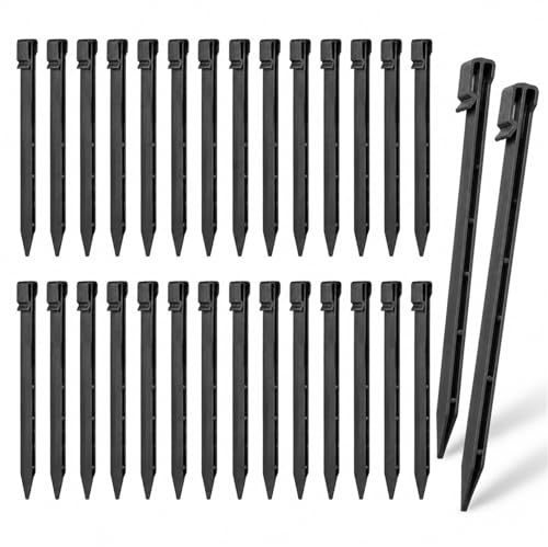 Trlyane Picchetti da Giardino in Plastica da 25 cm, Set da 30 Pezzi, Neri | Punta Affilata e Testa di Fissaggio, per Impieghi Gravosi, Picchetti da Tenda, Ancoraggio Tende, Giardino e Bordo Prato
