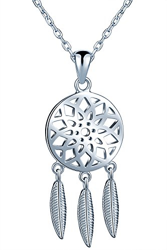 Unendlich U Fashion Traumfänger Damen Mädchen Halskette 925 Sterling Silber Anhänger Verstellbare Kette, Silber