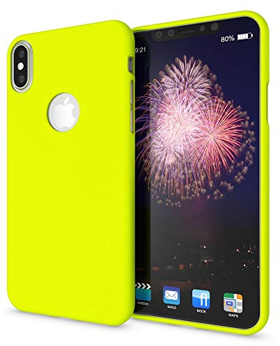 NALIA Case compatible with iPhone X Xs, Ultra-Thin Phone Cover TPU Neon Silicone Back Protector Rubber Soft Skin, Protective Shockproof Slim Gel Smartphone Bumper Back-Case, Color:Yellow