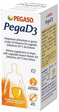 PEGAD3 - Integratore alimentare in gocce a base di Vitamina D3 vegetale da lichene che fornisce 200 UI per goccia