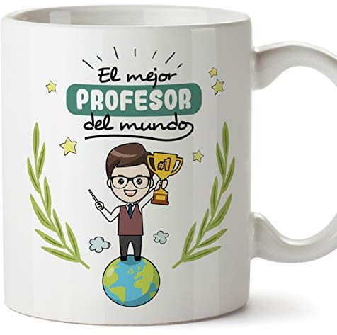 MUGFFINS Taza Profesor (Hombre)- El Mejor Profesor del Mundo - Taza de Café/Desayuno - Regalos Originales para Profesores y Maestros - Cerámica 350 ml / 11oz