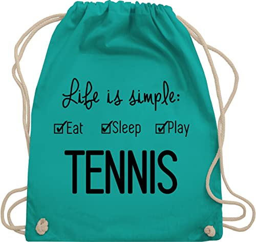 Turnbeutel Rucksack - Tennisspieler Geschenk - Life is simple Tennis - Unisize - Türkis - für tennisfans tennisrucksäcke sport stoffrucksack tennistasche 25. geburtstag stoffbeutel tennistaschen