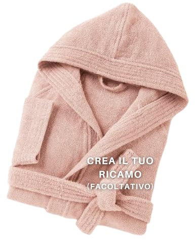 MAYRA Accappatoio Personalizzabile in Spugna 100% Cotone 500 gr Taglie Calibrate | Adulto, Uomo, Donna, Hotel | Personalizzato con Iniziali, Nome, Logo | Design e Ricamo Made in Italy (M, Rosa)