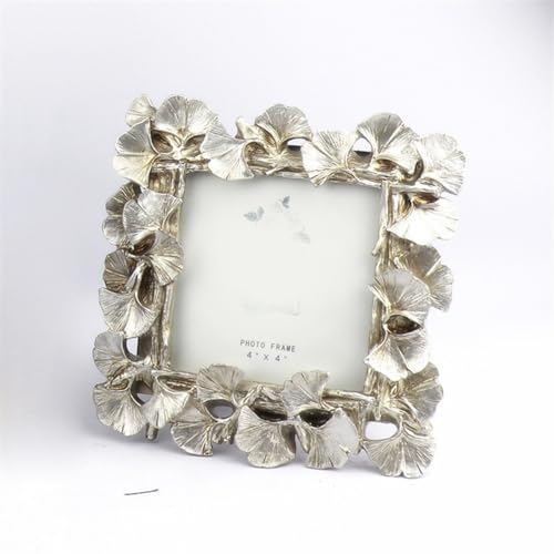 Cozomiz Bilderrahmen Vintage Barock antik Landhausstil Nostalgie Aufsteller Handgefertigtes Harz Portraitrahmen Fotorahmen Fotoaufsteller für die Inneneinrichtung 10x7.6cm Silber