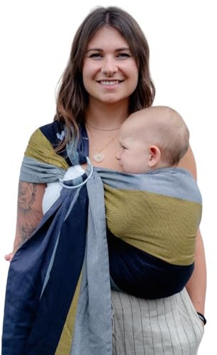 Hoppediz Ring-Sling, Baby-Tragetuch ab Geburt, 100 % schadstoffgeprüfte Baumwolle, Design Gent