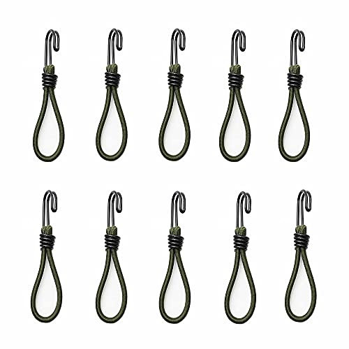 Tiardey 10Pcs Ganci per Cordino Elastico da 6 Pollici Ganci con Corda Elastica Ganci per Nastro Adesivo Resistente per Camion da Campeggio Barche da Moto - Diametro Verde 6 mm