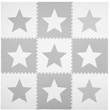 RICOKIDS Kinderspielteppich Puzzlematte Spielzeug Kälteschutz Abwaschbar Spielmatte Spielteppich Matte Schaumstoffmatte Kinderteppich Gummimatte Sterne 60x60cm 9 Stück