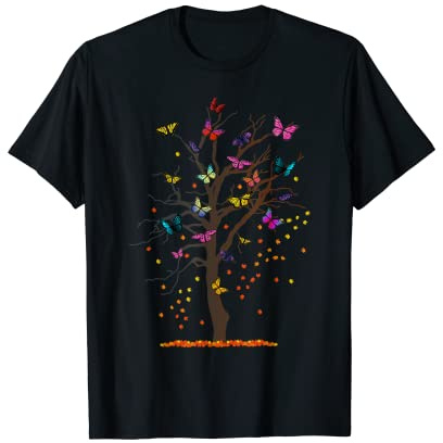 Albero Farfalla I Caduta Foglie Farfalle Insetti Maglietta