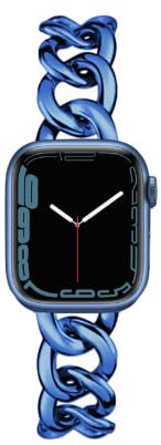 KAGOWEAR Blue 45/44/42mm Men Cool Chain Smartwatch Bands Compatible for Apple Watch Series 9/8/7/6/5/4/3/2/SE, Women Replacement Bracelet for Iwatch 9/8/7