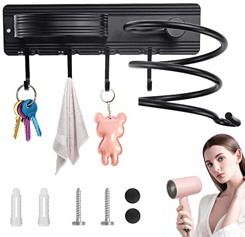 VCRANONR Föhn Halter Universal Haartrockner Halterung Aluminium Glätteisen/ Föhn Halterung Barbershop Haartrocknerhalter Wandhalterung Haartrocknerhalterung mit Bohren Glätteisenhalter für Baderzimmer
