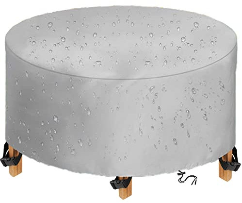 DKHLYB Abdeckung für Gartenmöbel Rund Multi Größe 600D Oxford Abdeckung Gartentisch Wasserdichtes Winddicht Abdeckhaube Gartenmöbel, Schutzhülle für Runder Gartenmöbel Gartentisch D x H Ø 130x75cm
