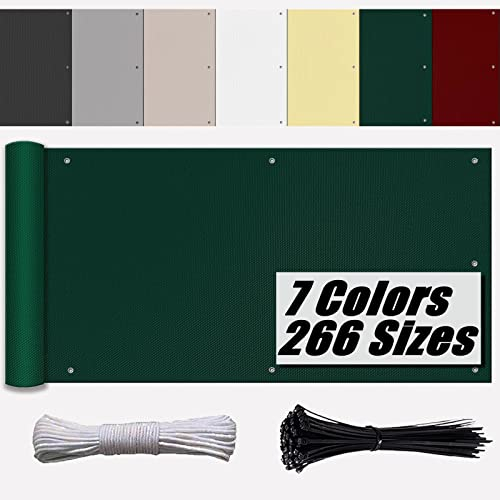 Ufamiluk Brise Vue Vert Anti UV Polyester (200g/㎡) Résistant Aux Intempéries Toile Balcon pour Balcon Terrasse Jardin Patio 90 cm de Hauteur 90x250cm