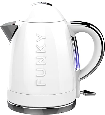 FUNKY Retro Kettle, Large 1.7L Capacity, 3kw Fast Boil with Easy Pour - White