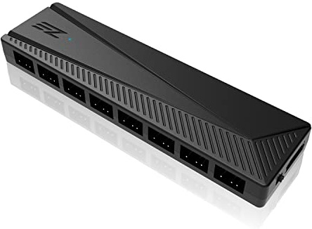 EZDIY-FAB ARGB PWM Fan Hub for PC Case Fan, 8 PWM Ports+8 ARGB Ports, 12V RGB/ 5V ARGB Motherboard Sync, PWM Functional Fan Adapter, Two Lighting Systems, Easy Cable Management.