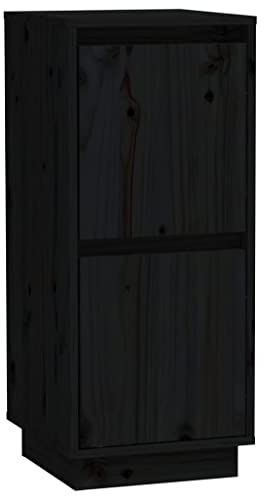 vidaXL Sideboard mit 2 Türen Kommode Anrichte Schrank Beistellschrank Mehrzweckschrank Standschrank Holzschrank Schwarz 31,5x34x75cm Massivholz Kiefer