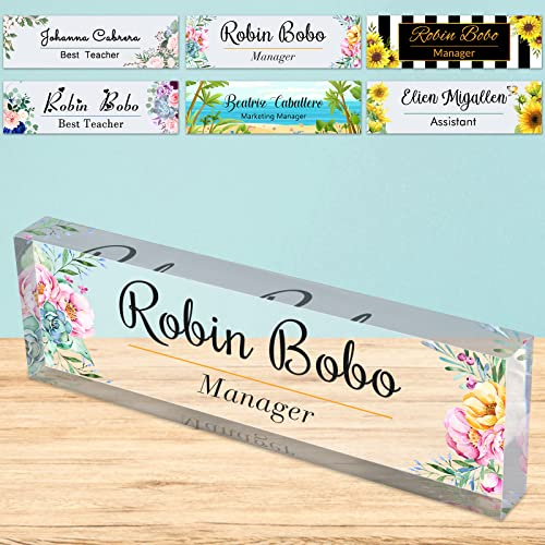 Desk Name Plate personalised Custom Acrylic Block Nameplate sign for Desks Office Customized Desk Plate Appreciation Décor Gift-8x2.5inch