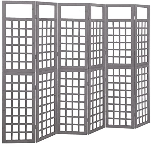 vidaXL 6-tlg. Paravent/Spalier Massivholz Tanne Grau 242,5x180 cm