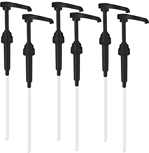 BLMHTWO 6 Pieces Syrup Pump, Coffee Syrup Pump Pump Bottles for Syrups with Rotating Design Reusable Leakproof Coffee Syrup Pump Dispenser 750ml for Home Kitchen Cafes Bars Shopping Mall (Black)