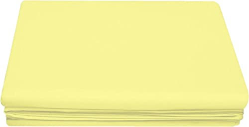 Ocean Nights Luxury Polycotton Flat Sheet Non-Iron Percale Blend Breathable Bed Sheets Single Double King Super King (Lemon, Double)