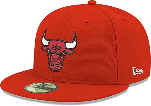 New Era NBA 59FIFTY Team Color Authentic Collection Fitted On Field Game Cap Hat, Chicago Bulls Red, 64 EU