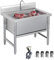 Lavello in Acciaio Inox Da Esterno Lavelli Da Cucina 1 Vasca Grande 60/80/100cm Lavandino Commerciale Professionale Lavello da Pranzo Mobile Lavatoio con Rubinetto Facile Da Montare Robusto E Stabile