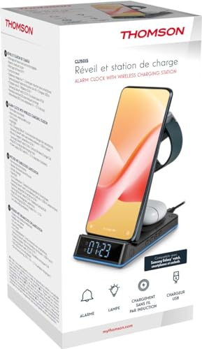 THOMSON CL750IS 4-in-1-Wecker und Ladestation Android-kompatibel Heller LED-Streifen zur Anzeige des Ladevorgangs Schwarz