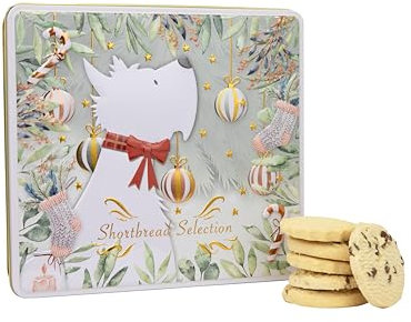 Scottie Dog Biscuits Tin - Traditional Scottish Shortbread Gift Set, Festive Filled Tins of Biscuits, Novelty Christmas Gifts - Luxury Biscuit Gift Sets for Women & Men