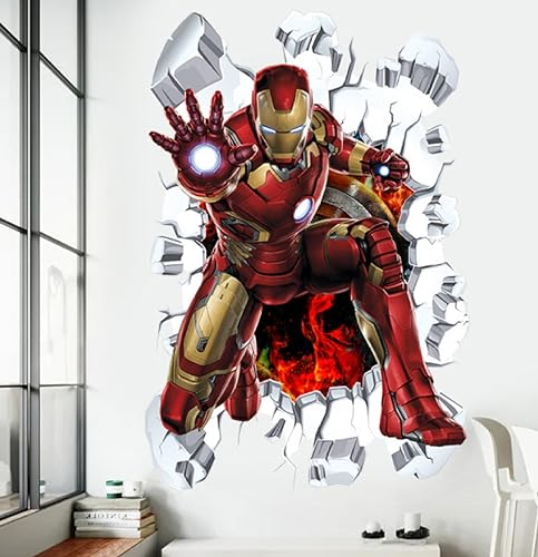 Marvel 3d Stereo Avengers Superman Iron Man Anime Fond D'écran Papier Peint Student Dortoir Chambre À Coucher 60 * 90cm