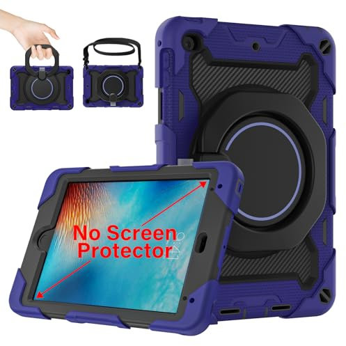 ROISKIN for iPad Mini 5/4 Case 7.9 inch 2019/2015,Heavy Duty Kids Shockproof Case with Screen Protector & Rotating Stand & Shoulder Strap & Pencil Holder for iPad Mini 5th/4th Generation (Dark Blue)