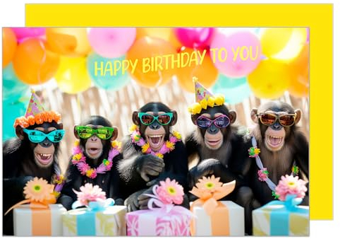 Edition Seidel Premium Geburtstagskarte mit Umschlag. Glückwunschkarte Tier Karte Billet Geburtstag Happy Birthday Mann Frau Coole Affen Party Humor Lustig (G3524 SW024)