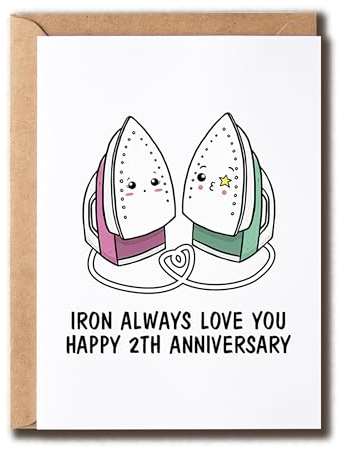 Iron Always Love You Card - Wedding anniversary Card - 2nd Anniversary Card - Cute Iron Card - Funny Second Greeting