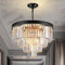DINGLILIGHTING Modern Kronleuchter Kristall, 60cm Pendelleuchte Esstisch Schwarz，Rund Kristall Hängeleuchte Mit 4 Schichten aus Kristallglas, hängelampe für Wohnzimmer, Schlafzimmer, E14 x 9