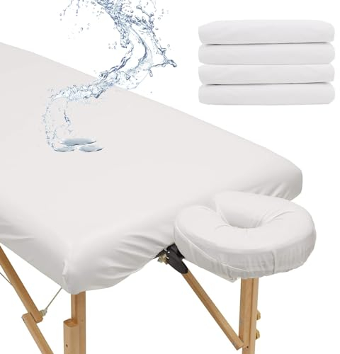 2 Stück Massageliege Bezug, Waschfaserlaken Kosmetikliege Bezug, Wasserdicht und Ölbeständig Spannbezug für Massageliegen, Massageliege Laken für Kosmetik-Tische und Therapie-Bänke, 70 * 190cm