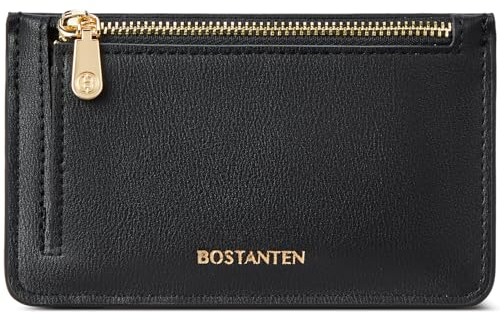 BOSTANTEN Geldbörse Damen, Kleiner Portemonnaie RFID Schutz, PU Leder Kreditkartenetui, Geschenke für Frauen Geldbeutel Slim Wallet,Schwarz