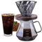 Inscrip Pour Over Kaffeebereiter, 400 ml/600 ml Borosilikat Glaskanne Set, mit Glasfilter, Walnusshenkel, Topper,HandgebrüHter Kaffeemaschinen Für Zuhause, Café, Restaurant und Camping (14oz/400ml)